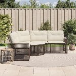 Canap� de jardin et coussins et repose - pied en forme de l rotin - vidaxl