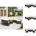 Canapé de jardin avec table coussins rond noir résine tressée - canapé de jardin - canapé extérieur - ... Canapé de jardin avec table coussins rond noir résine tressée - canapé de jardin - canapé extérieur - ...