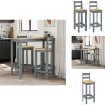 Chaises de bar lot de 2 gris bois de pin solide - chaise de bar - chaise bistro - chaise rustique - chaise ...