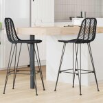 Vidaxl chaise de bar 2 pcs noir 44, 5 x 53 x 111 cm rotin et m�tal