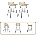 Vidaxl - chaises de bar lot de 2 rotin naturel - chaise de bar - chaise de comptoir - tabouret de bar ...