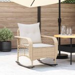 Vidaxl - chaise � bascule de jardin avec coussins beige r�sine tress�e