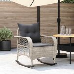 Vidaxl - chaise � bascule de jardin avec coussins gris clair poly rotin