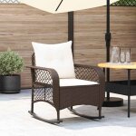Vidaxl - chaise � bascule de jardin avec coussins marron r�sine tress�e