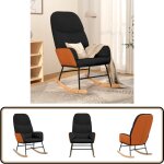 Chaise  bascule noir tissu - chaise  bascule - fauteuil inclinable - chaise relaxante - chaise en cuir ...