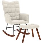 Vidaxl - chaise � bascule avec repose - pied cr�me velours