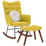 Chaise à bascule avec repose - pied jaune velours - vidaxl Chaise à bascule avec repose - pied jaune velours - vidaxl