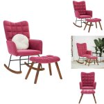 Vidaxl - chaise � bascule avec repose - pied rouge bordeaux velours - fauteuil � bascule avec tabouret ...