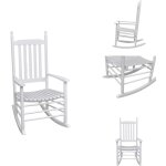 Vidaxl - chaise  bascule avec sige incurv blanc bois - chaise  bascule - fauteuil  bascule - mobilier ...