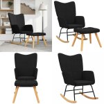 Vidaxl - chaise  bascule avec tabouret noir tissu - chaise  bascule - fauteuil relaxant - chaise lounge ...