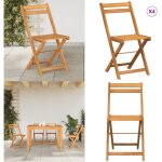 Vidaxl - chaises de bistrot pliantes lot de 4 bois d'acacia solide - chaise bistro - chaise pliante - ... Vidaxl - chaises de bistrot pliantes lot de 4 bois d'acacia solide - chaise bistro - chaise pliante - ...
