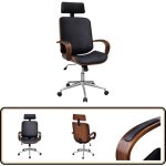Chaise de bureau avec appuie - tte bois cintr similicuir - chaise de bureau - chaise ergonomique - ...