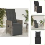 Vidaxl - chaise inclinable de jardin avec coussins gris r�sine tress�e - chaise de jardin - fauteuil ...