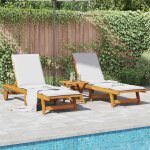 Vidaxl - chaises longues lot de 2 bois d'acacia solide