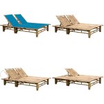Vidaxl - chaise longue pour 2 personnes avec coussins bambou - chaises longues - chaises longues pliantes ...