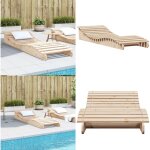 Vidaxl - chaise longue 205x70x31, 5 cm bois massif de pin - chaises longues - chaises longues en bois ...