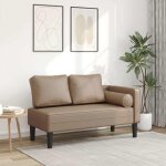 Chaise longue avec coussins cappuccino similicuir - vidaxl