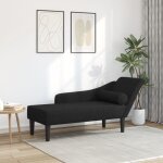 Chaise longue avec coussins noir tissu - vidaxl