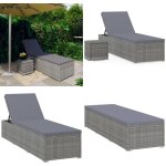 Vidaxl - chaise longue avec coussin et table  th rsine tresse gris - chaise longue - transat - bain ...