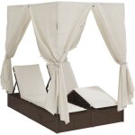 Vidaxl - transat double avec toit marron 205 x 129 x 200 cm rattan pe