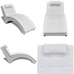 Vidaxl - chaise longue avec oreiller blanc similicuir - chaise longue blanche - chaise longue similicuir ...