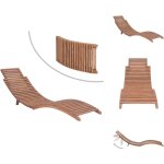 Vidaxl - chaise longue pliable bois de teck solide - transat - chaise longue - mobilier de jardin - teck ...