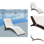 Chaise longue pliable avec coussin rsine tresse marron - chaises longues pliables - chaises longues ...
