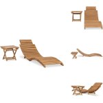 Chaise longue pliable avec table bois de teck solide - chaises longues - mobilier de jardin - chaises ...