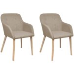 Vidaxl - chaises � manger lot de 2 beige tissu et ch�ne massif