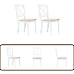 Vidaxl - chaises  manger lot de 2 blanc et bois clair bois hva massif - chaise de salle  manger - ...