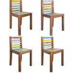 Vidaxl - the living store chaises  manger lot de 4 bois de rcupration solide - chaise de salle  manger ...
