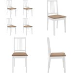 Vidaxl - chaises à manger avec coussins lot de 4 blanc bois solide - chaise de salle à manger - chaises ... Vidaxl - chaises à manger avec coussins lot de 4 blanc bois solide - chaise de salle à manger - chaises ...