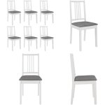 Vidaxl - chaises  manger avec coussins lot de 6 blanc bois solide - chaise de salle  manger - chaises ...