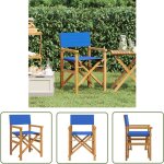 The living store - vidaxl chaise de metteur en scène pliante bleu bois teck massif The living store - vidaxl chaise de metteur en scène pliante bleu bois teck massif
