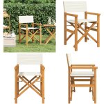 Vidaxl - chaise de metteur en scène pliante crème bois teck massif Vidaxl - chaise de metteur en scène pliante crème bois teck massif