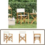Vidaxl - chaise de metteur en scène pliante crème bois teck massif Vidaxl - chaise de metteur en scène pliante crème bois teck massif