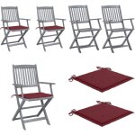 Vidaxl - chaises pliables d'extrieur lot de 2 et coussins bois d'acacia - chaise de jardin - mobilier ...