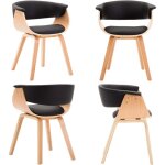 Vidaxl - chaise  manger noir bois courb et similicuir - chaises de salle  manger - chaise moderne ...