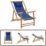Vidaxl - chaise de terrasse bambou et toile bleu marine - chaises de jardin - chaises de terrasse - meubles ...