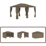 Vidaxl - chapiteau de jardin avec rideaux 4x3 m taupe 180 g / m - abri de jardin - tente extrieure ...