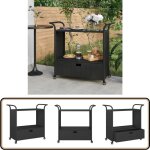 Vidaxl - chariot de bar avec tiroir noir 100x45x97 cm rsine tresse - chariot de bar - chariot de service ...