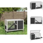 Clapier gris 103x44x69, 5 cm bois de pin massif - clapier lapin - abri lapin - cage lapin - animal domestique ...