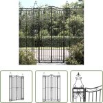 Vidaxl cl�ture de jardin - portail de jardin noir 121x8x200 cm fer forg�