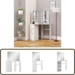 Vidaxl - coiffeuse d'angle table de maquillage lumire led blanc clair - coiffeuse - meuble de salle ...