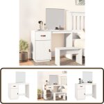 Vidaxl - coiffeuse blanc 95x50x134 cm bois de pin massif - coiffeuse - meuble de salle de bain - table ...