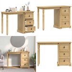 Vidaxl - coiffeuse corona 110x47x75 cm bois de pin massif - table de chevet - meuble de salle de bain ...