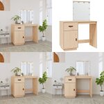 Coiffeuse avec led 95x50x133, 5 cm bois de pin massif - coiffeuse - meuble de salle de bain - vanity ... Coiffeuse avec led 95x50x133, 5 cm bois de pin massif - coiffeuse - meuble de salle de bain - vanity ...
