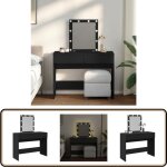 Vidaxl - coiffeuse avec led noir 100x40x130 cm - coiffeuse - meuble de salle de bain - vanity - table ...