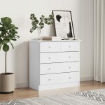 Commode alta blanc 77x35x73 cm bois massif de pin Commode alta blanc 77x35x73 cm bois massif de pin