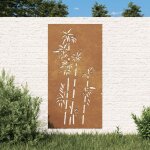 Dcoration murale jardin 105x55 cm acier corten design bambou